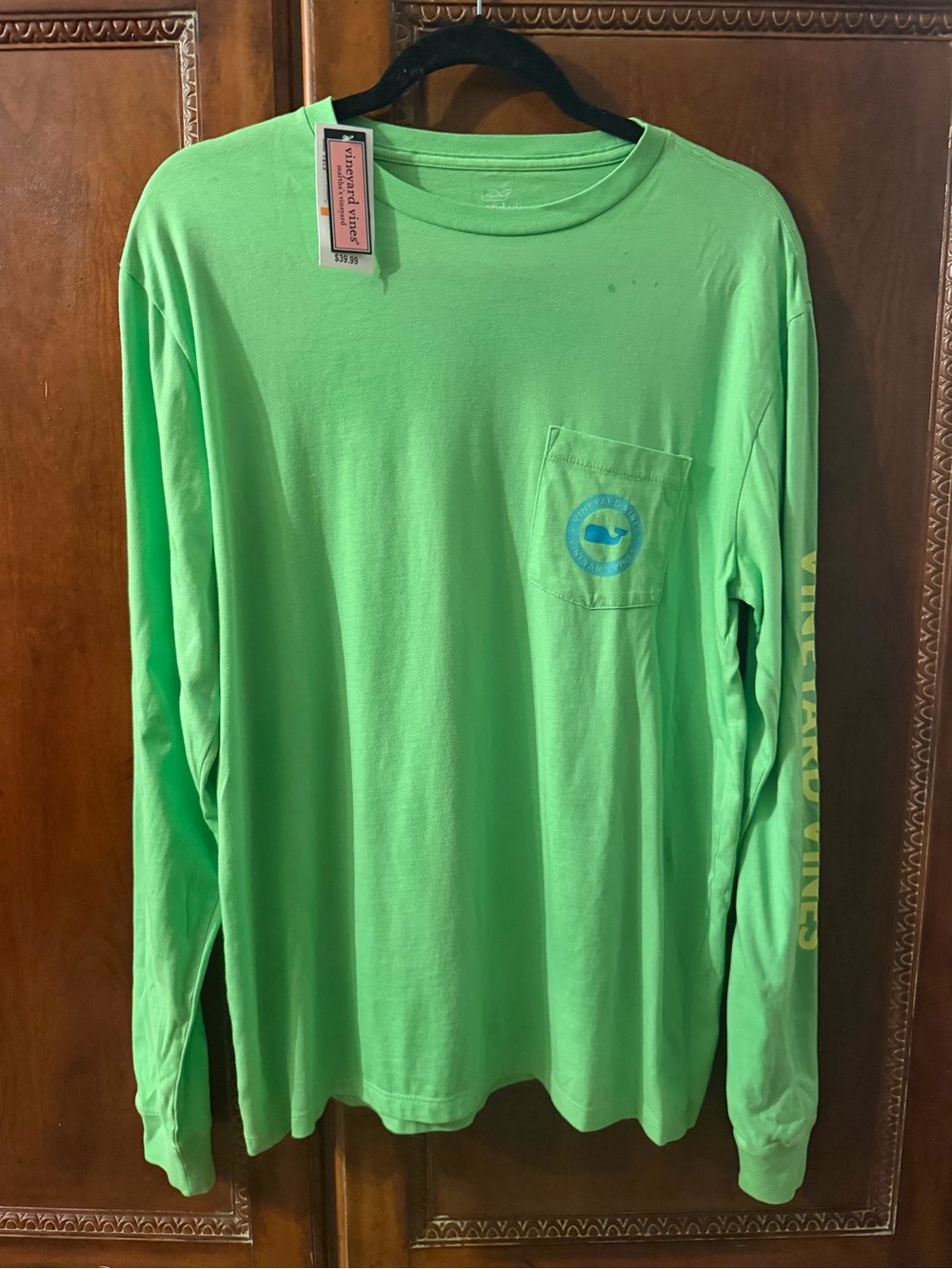 Vineyard Vines Men’s Long-Sleeve Pocket Tee - Neon Green